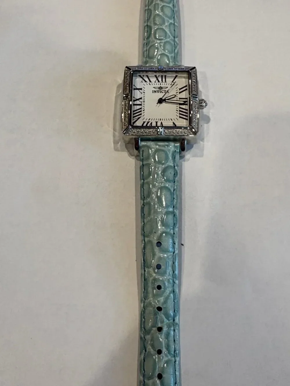 Invicta Angel Collection Women's Square Watch Aqua Blue Strap